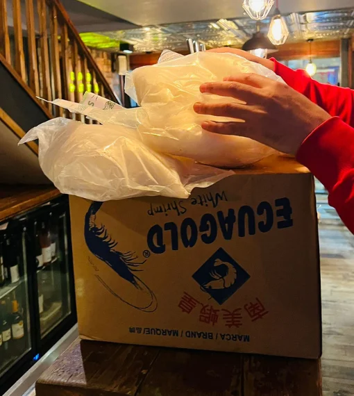 Fishmonger London 32 Ecuagold white shrimps